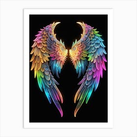 Neon Angel Wings 26 Art Print