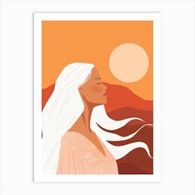 Woman With Long White Hair Art Print