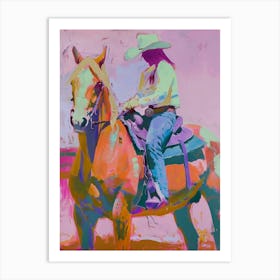 Pink And Orange Cowboy 7 Art Print