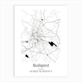 Budapest,Hungary Minimalist Map Art Print