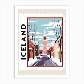 Retro Winter Stamp Poster Reykjavik Iceland 3 Art Print
