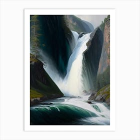 Mardalsfossen, Norway Peaceful Oil Art  (1) Art Print
