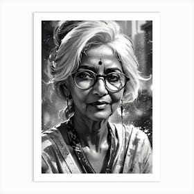 Black And White Portrait Of An Indian Woman Art Print