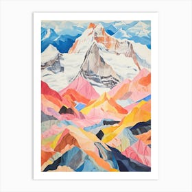 Annapurna Nepal 1 Colourful Mountain Illustration Art Print