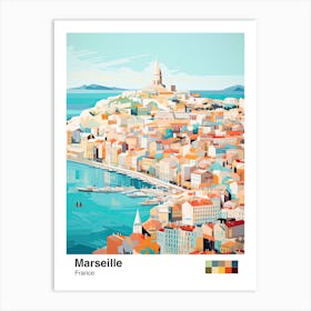 Marseille, France, Geometric Illustration 6 Poster Art Print