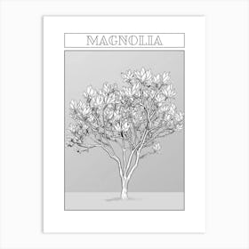 Magnolia Tree Minimalistic Drawing 1 Poster Art Print