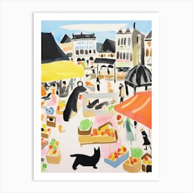 The Food Market In Copenhagen 1 Illustration Art Print