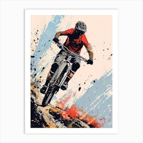 Mountain Biker Riding Down A Hill sport Art Print