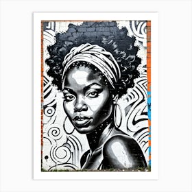 Vintage Graffiti Mural Of Beautiful Black Woman 116 Art Print