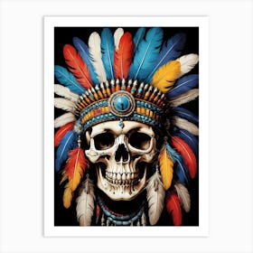 Skull Indian Headdress (31) Art Print