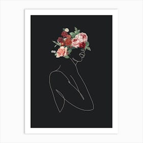 Portrait Of A Woman With Flowers Art Print