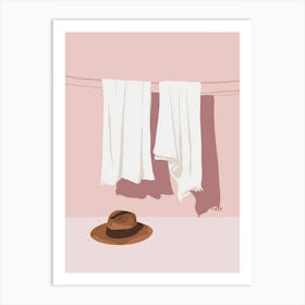 Hat And Towels Art Print