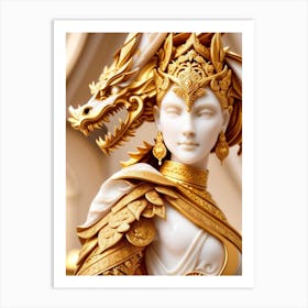 Golden Dragon Statue Art Print