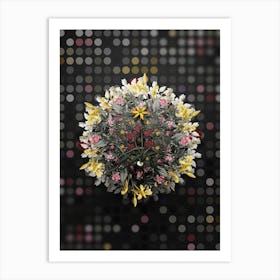 Vintage Hypoxis Stellata Flower Wreath on Dot Bokeh Pattern n.0202 Art Print