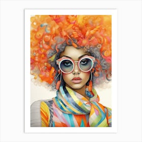 Afro Fashionista Pencil Drawing 5 Art Print