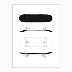 Skateboard Line Drawing Art Print