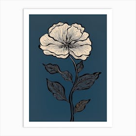 Line Art Marigold Flowers Illustration Neutral 14 Art Print