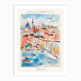 Poster Of Istanbul, Dreamy Storybook Illustration 4 Art Print