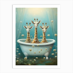 Giraffe In Bathroom Art Print