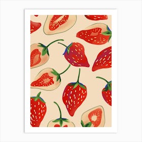 Strawberry Pattern Illustration 5 Art Print