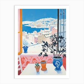 The Windowsill Of Dubrovnik   Croatia Snow Inspired By Matisse 2 Art Print