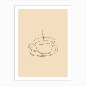 Cup Of Tea Minimalist Line Art Monoline Illustration Art Print