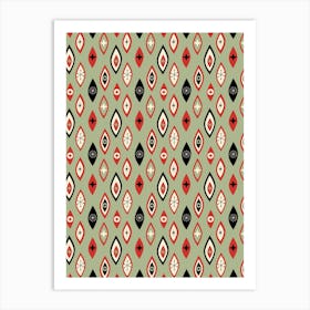 Atomic Age MCM Abstract Shapes And Stars Pattern Green, Red, Black Art Print