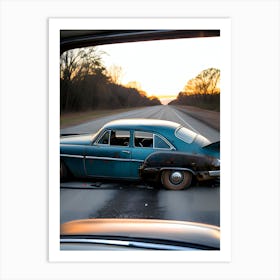 Old Car On The Road 1 Art Print