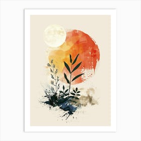 The Language Of Golden Horizons Mid Century Style Art Print