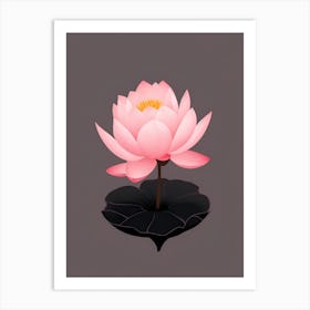 A Pink Lotus In Minimalist Style Vertical Composition 38 Art Print