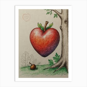 Heart Shaped Apple Art Print