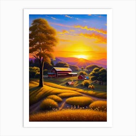 Sunset On The Farm Art Print