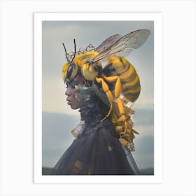 "Surreal Bee Fusion Fashion Portrait" Art Print