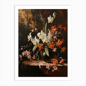 Baroque Floral Still Life Orchid 1 Art Print