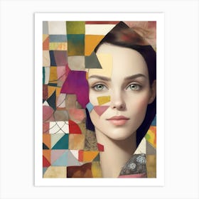 Collage of Woman Abstract Painting Art Print