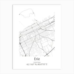 Erie,United States Minimalist Map 1 Art Print