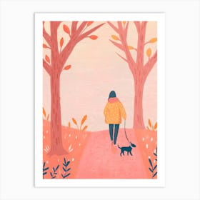 Walk In The Park With A Dog Art Print