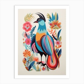 Colourful Scandi Bird Chicken 3 Art Print