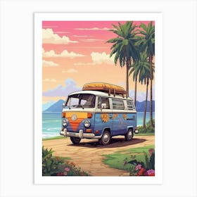 Vw Bus On The Beach Art Print