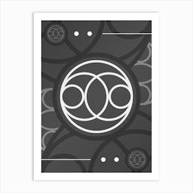 Geometric Glyph Abstract Array in White and Gray n.0033 Art Print