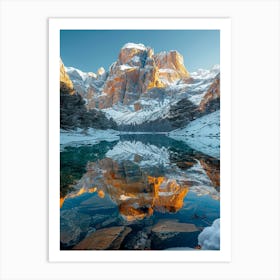 Dolomite Lake In Winter 1 Art Print