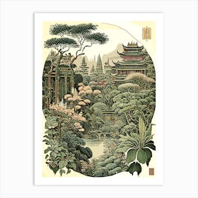 Yuyuan Garden, 1, China Vintage Botanical Art Print