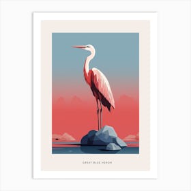 Minimalist Great Blue Heron 1 Bird Poster Art Print