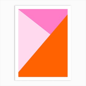 Abstract Colour Block Pink and Orange Art Print