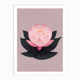 A Pink Lotus In Minimalist Style Vertical Composition 52 Art Print