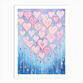 Pastel Blue & Pink Doodle Heart 4 Art Print