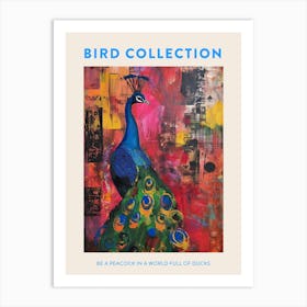 Colourful Brushstroke Peacock 4 Poster Art Print