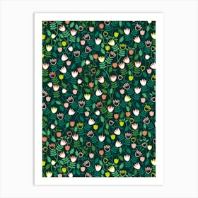 Tulip Garden Green Art Print