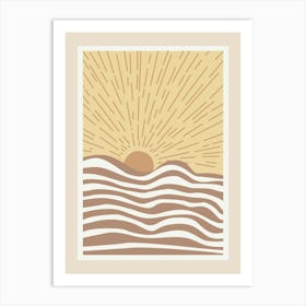 Sunset At The Beach Boho Earth Colors Illustration Art Print