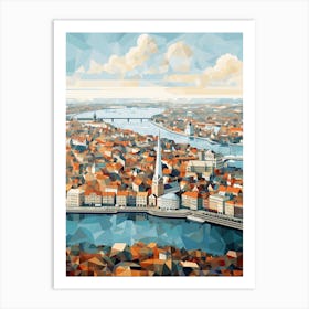 Copenhagen, Denmark, Geometric Illustration 3 Art Print